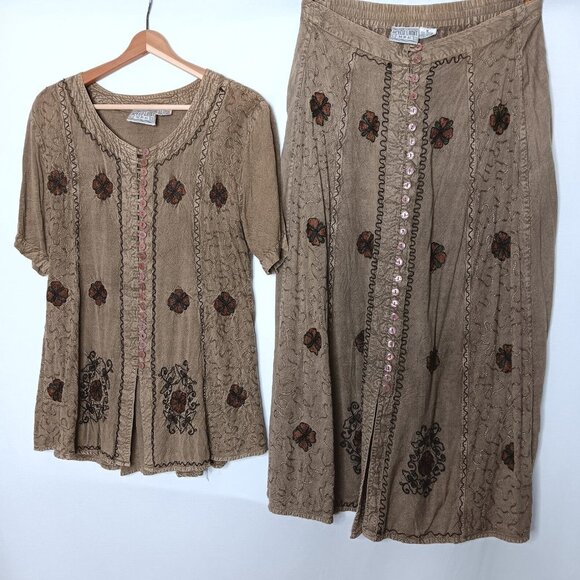 Speed Limit Medium Skirt And Shirt Outfit 2 Peice Set Hippie Embroiderd Indian - Picture 1 of 13